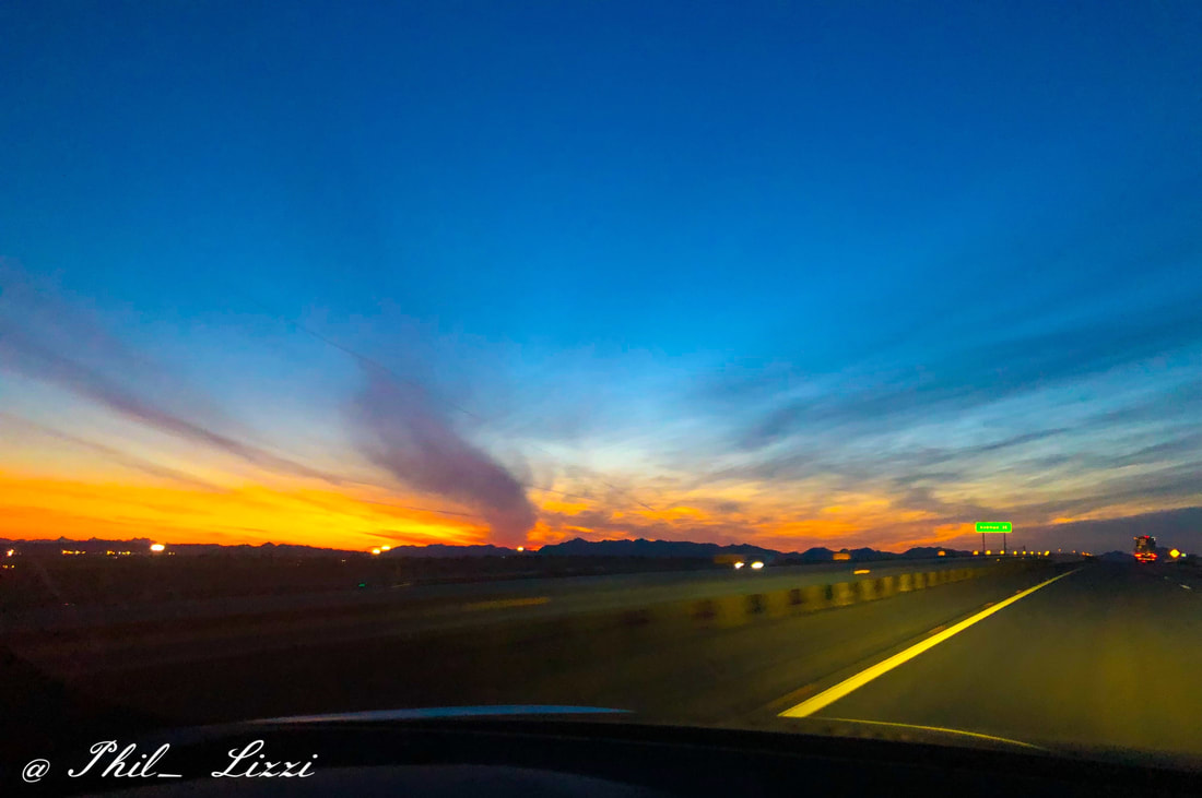 Sunrise from the car on the way to Sedona Arizona